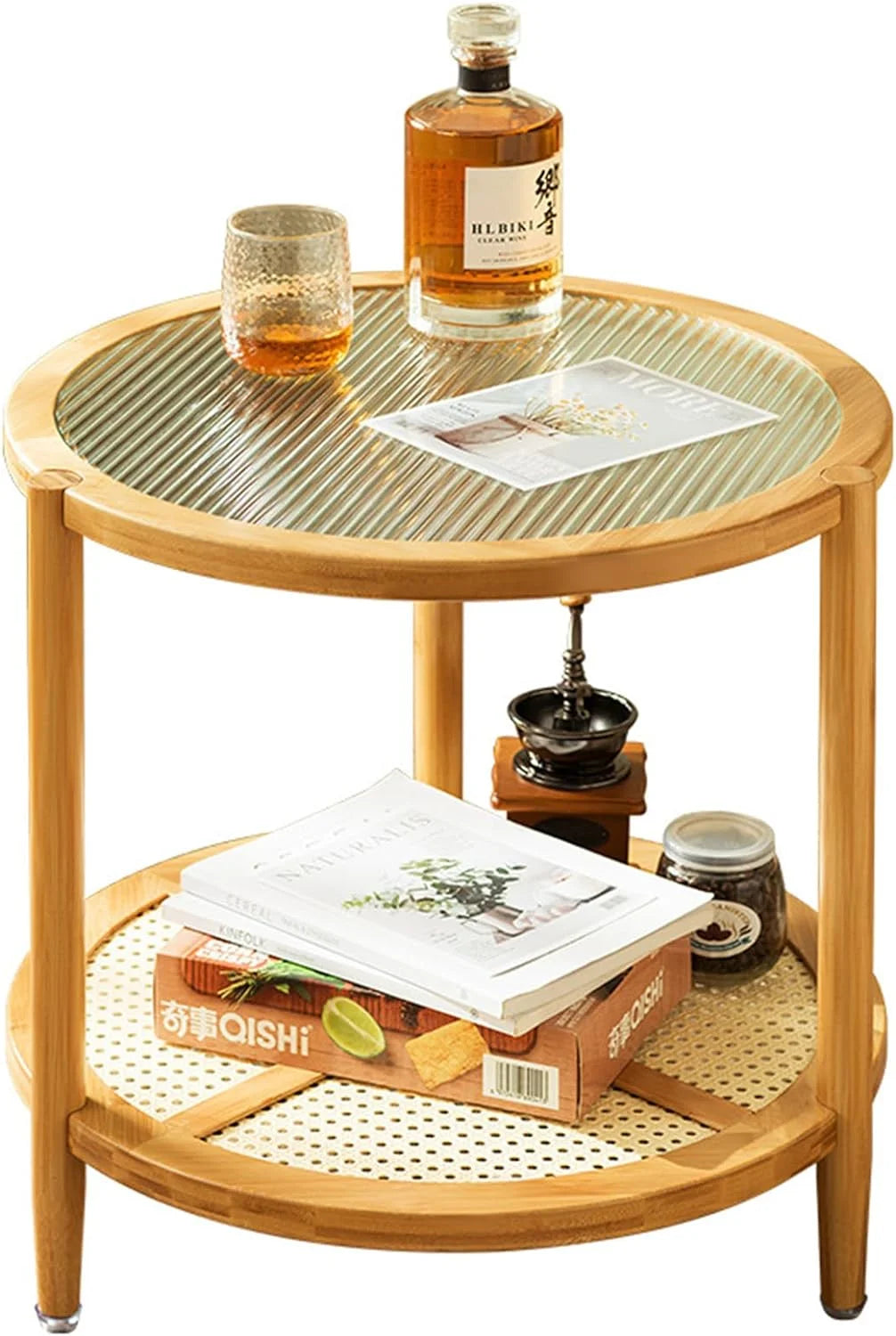 2-Tier Bamboo Round Coffee Table H225