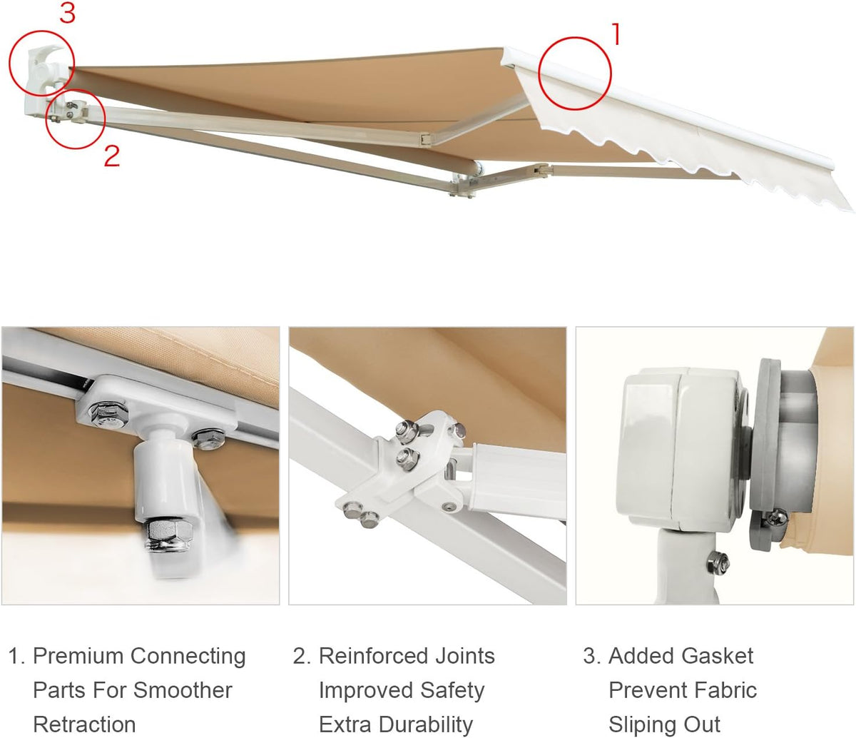 Retractable 12'x10' Beige Patio Awning N18678