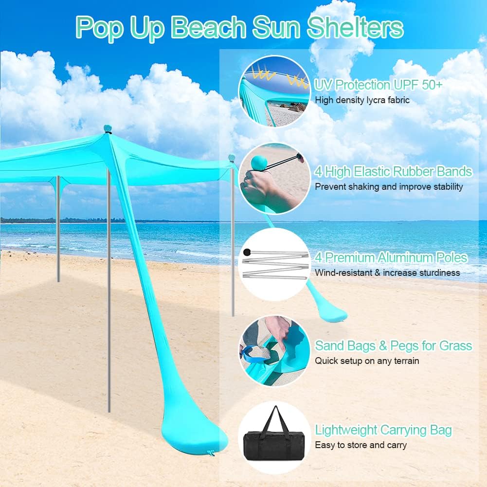 10 x 10 FT UPF50+ Beach Tent Sun Shelter with Carrying Bag B762755