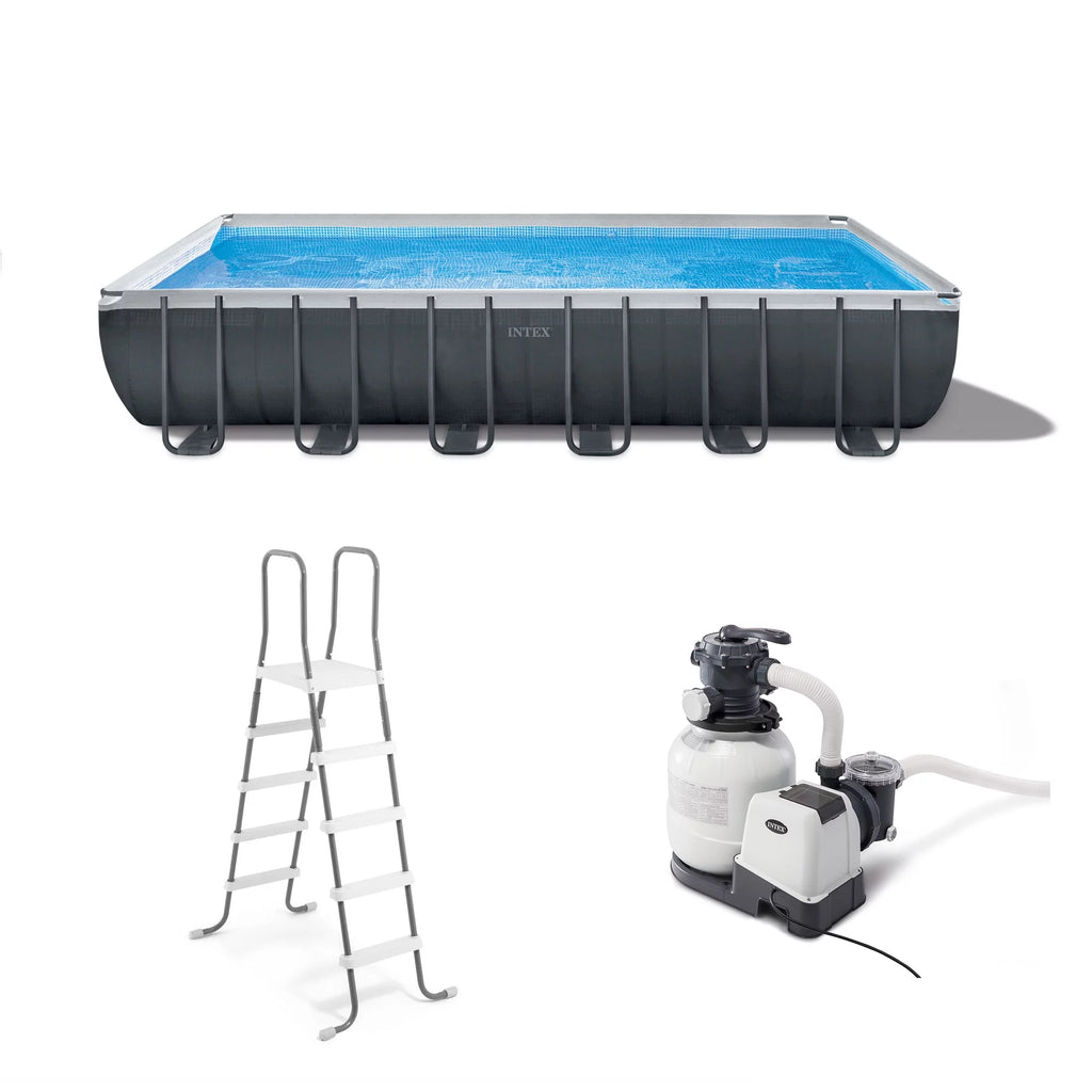 24' x 12' x 52 Rectangular Frame Swimming Pool with Pump V49079