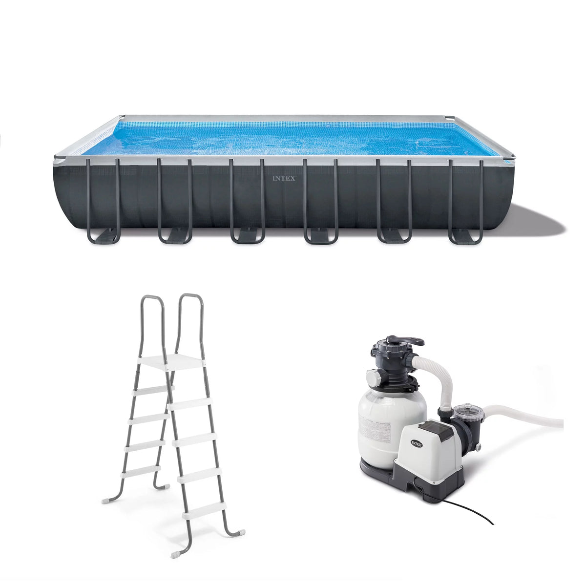 24' x 12' x 52 Rectangular Frame Swimming Pool with Pump V49079