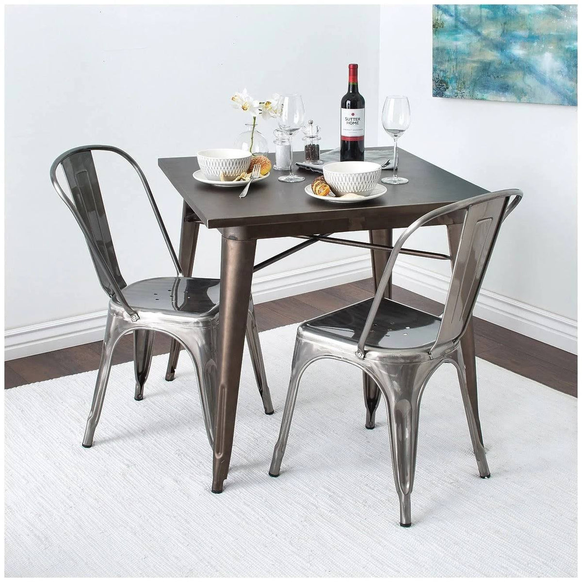 Metal Stackable Dining Chair Set of 4 V700548