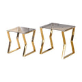 Set of 2 Gray Tempered Glass Nesting End Table R3936