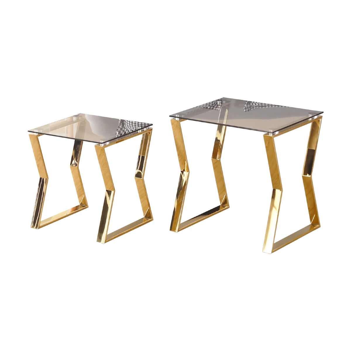Set of 2 Gray Tempered Glass Nesting End Table R3936