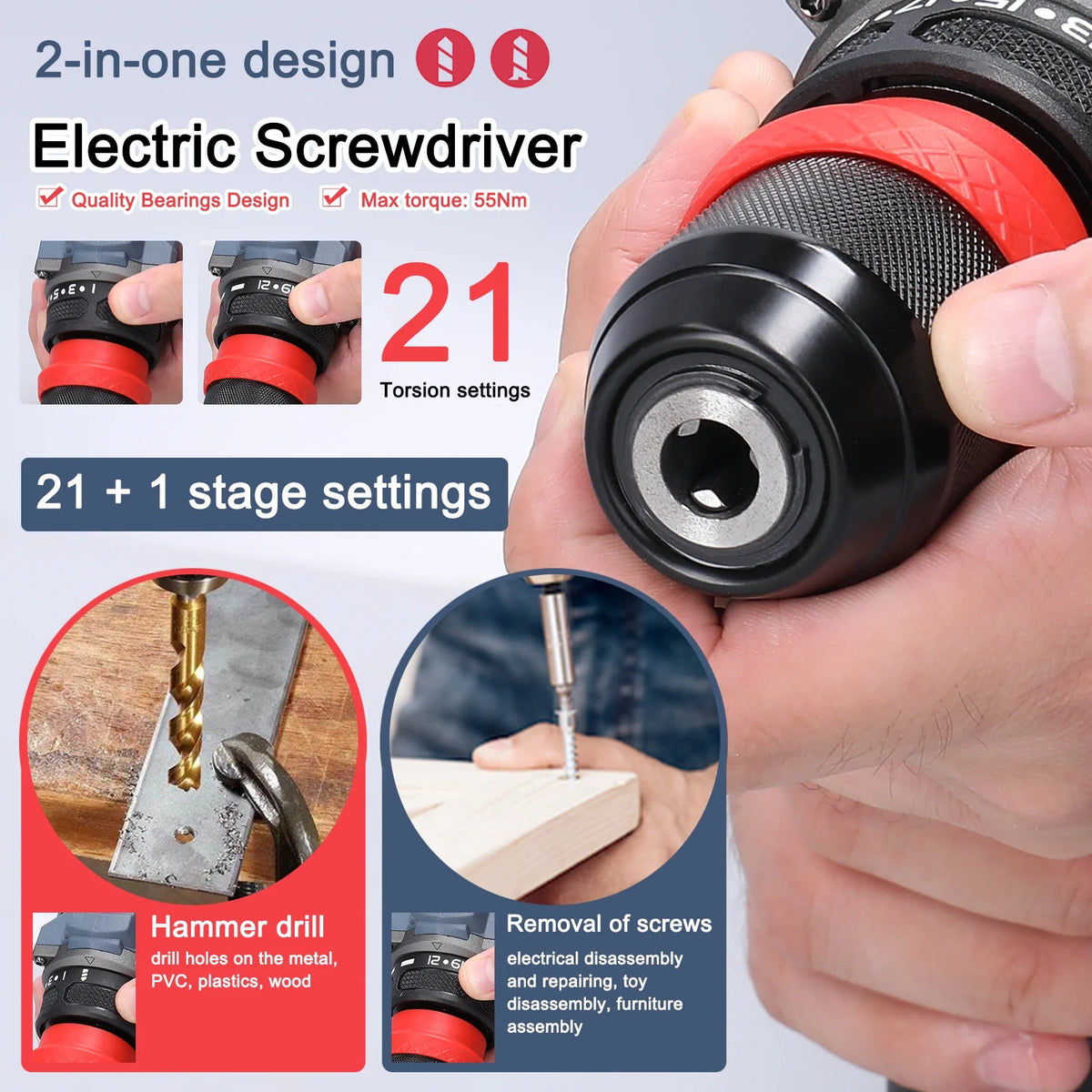 21V 2in1 Screwdriver Drill Set O271