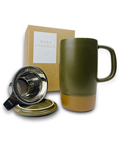 18 oz Ceramic Tea Mug with Infuser and Lid T2925