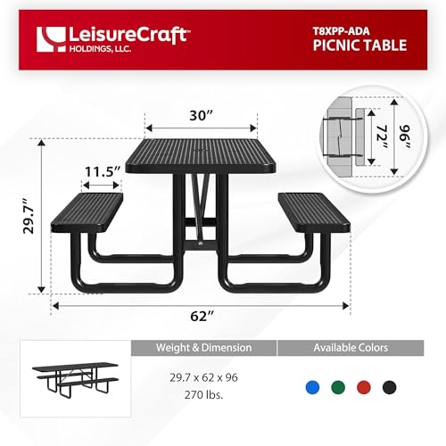 6 Foot Heavy-Duty Metal Picnic Table with Umbrella Hole Y918548