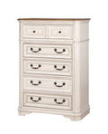 Antique White and Weathered Oak 5-Drawer Chest D644036