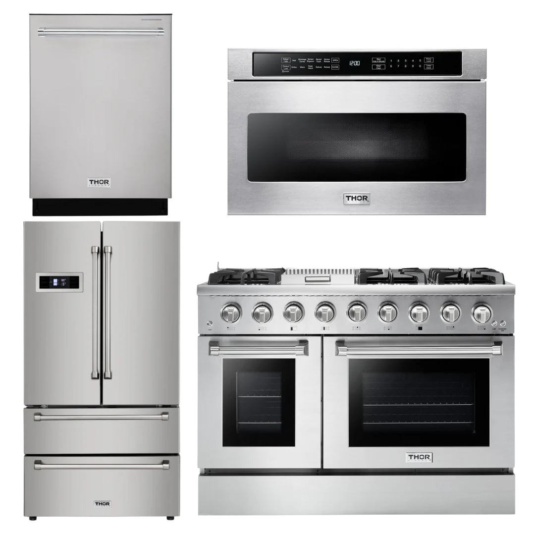 48 Gas Range, Refrigerator, Dishwasher, Microwave J3425