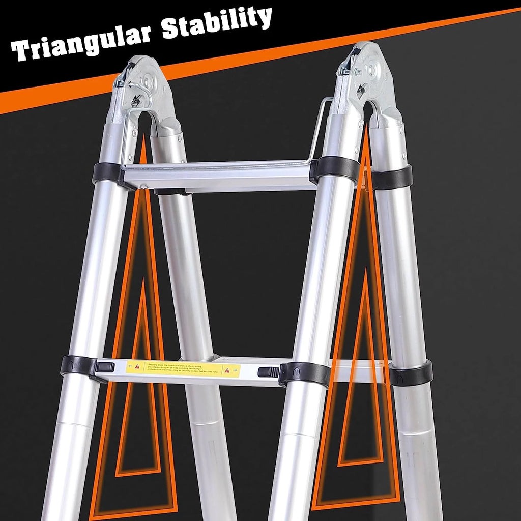 16.5FT Aluminum Telescoping Extension Ladder with Wheels 330lb Capacity Y703