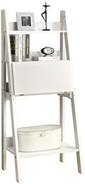 White Ladder Bookcase with Drop-Down Desk O933