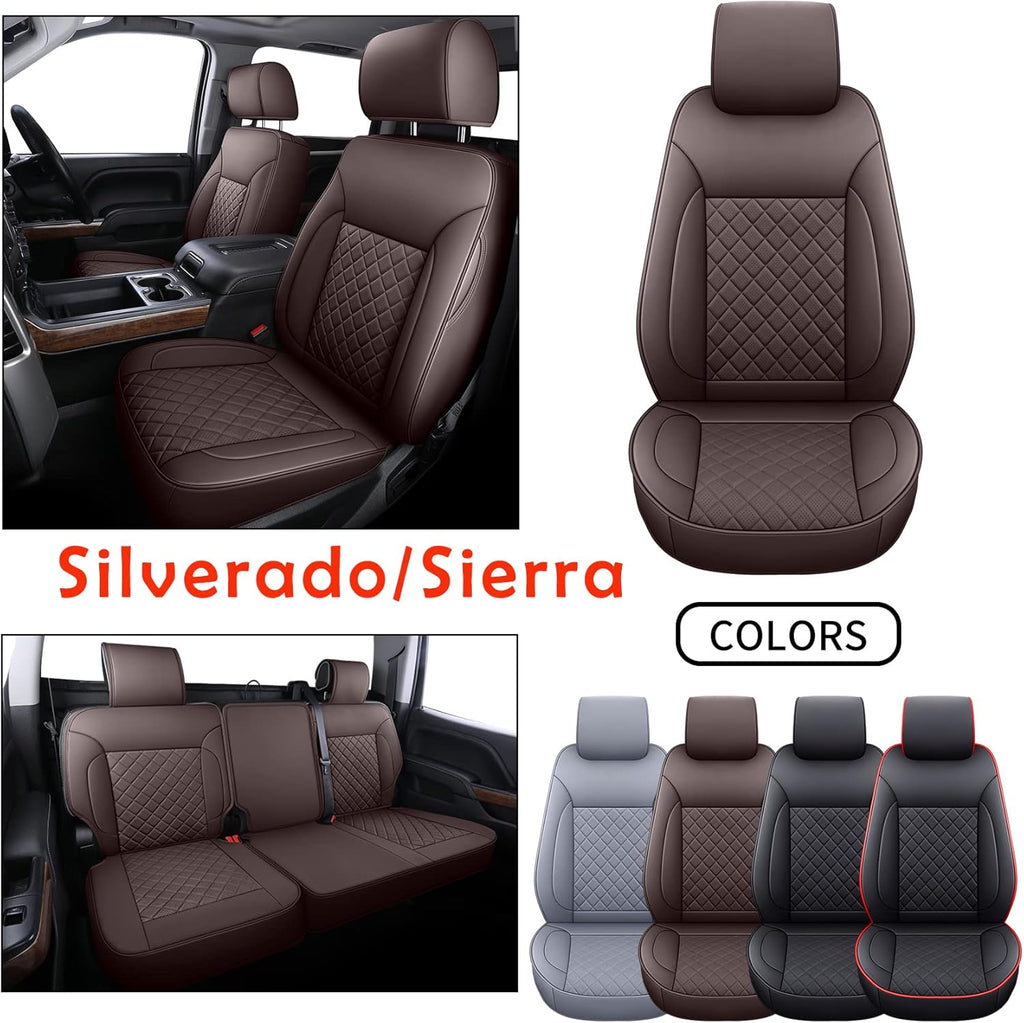 Brown Water Proof Faux Leather Full Set Seat Covers V747836