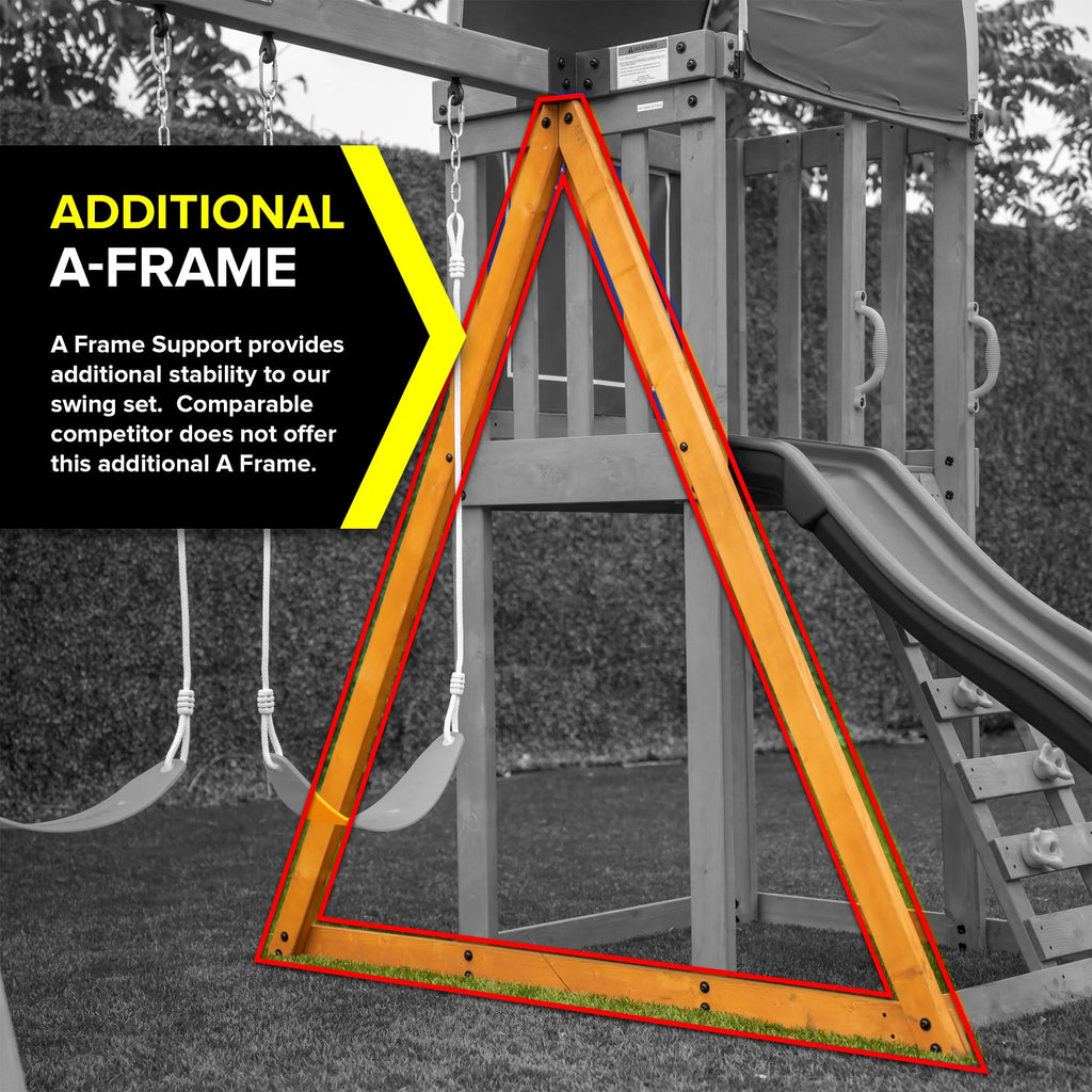 Wooden Swing Set with Double A-Frame and Slide N790489