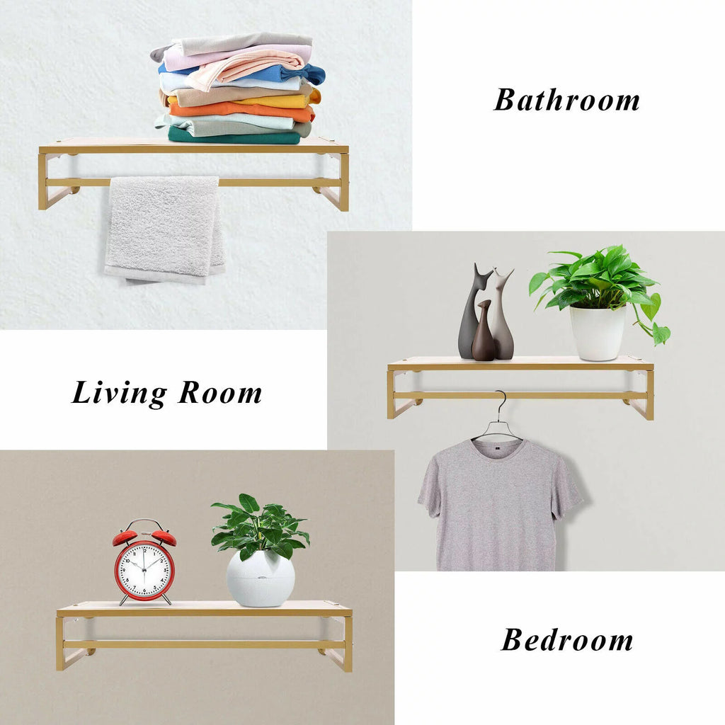 Gold Vintage Wall Mounted Clothes Rod Rack Z5772