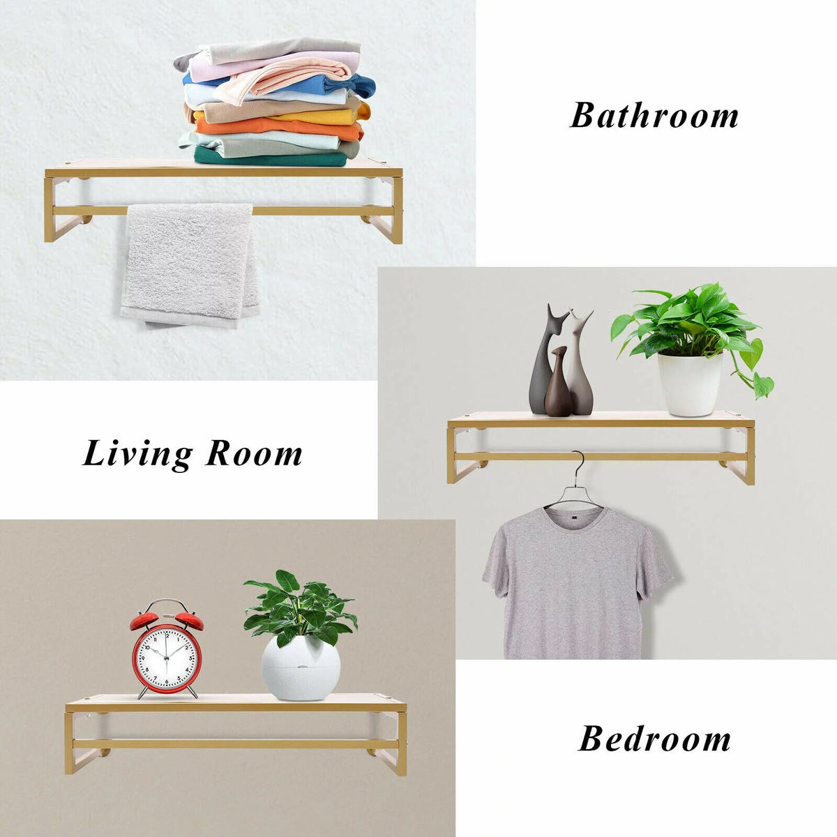 Gold Vintage Wall Mounted Clothes Rod Rack Z5772