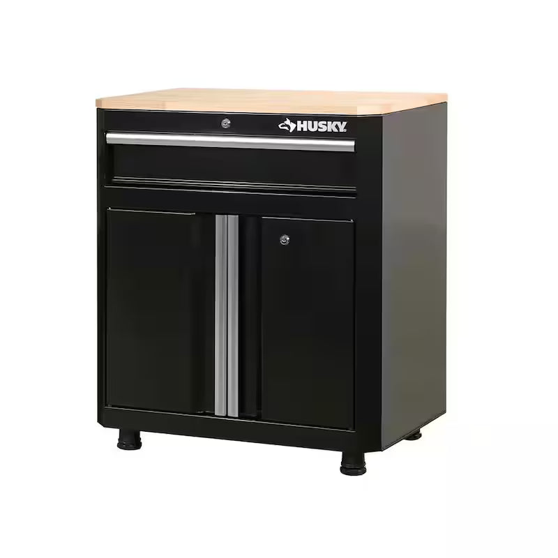 24-Gauge Steel 1-Drawer 2-Door Garage Base Cabinet in Black P215367