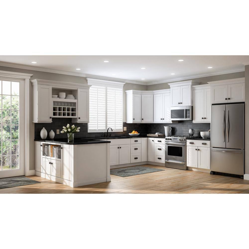 36X34.5X24x22 Shaker Sink Base Cabinet in Satin White V821219
