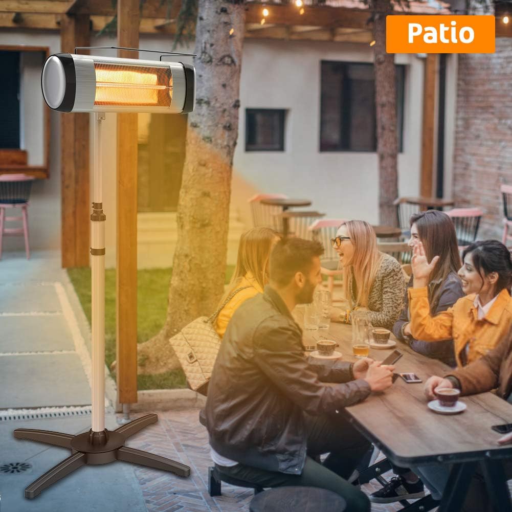 Electric Infrared Patio Heater, Freestanding with Remote Control and 24H Timer P12683