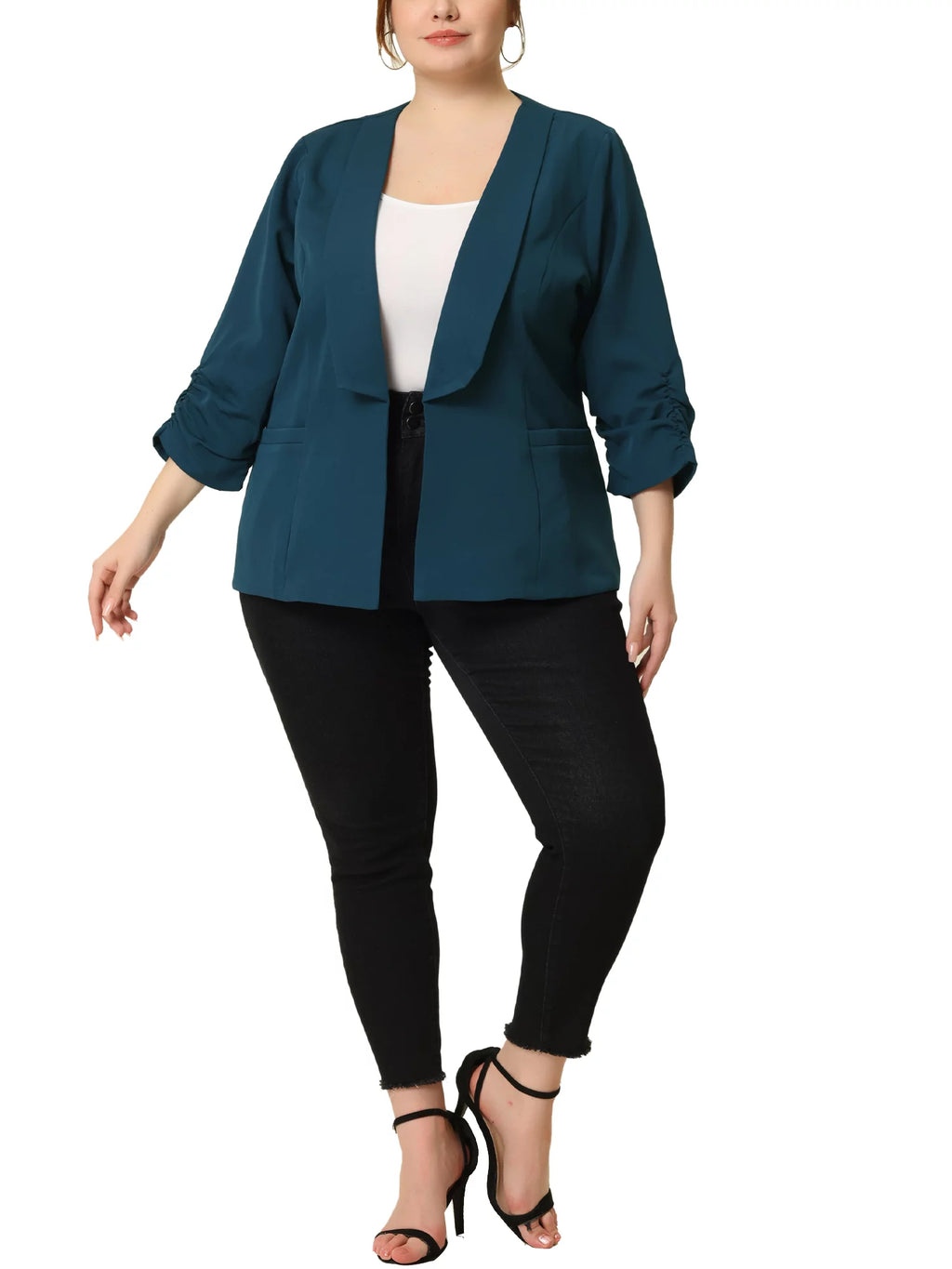 Plus Size 3/4 Sleeves Boyfriend Blazer N502