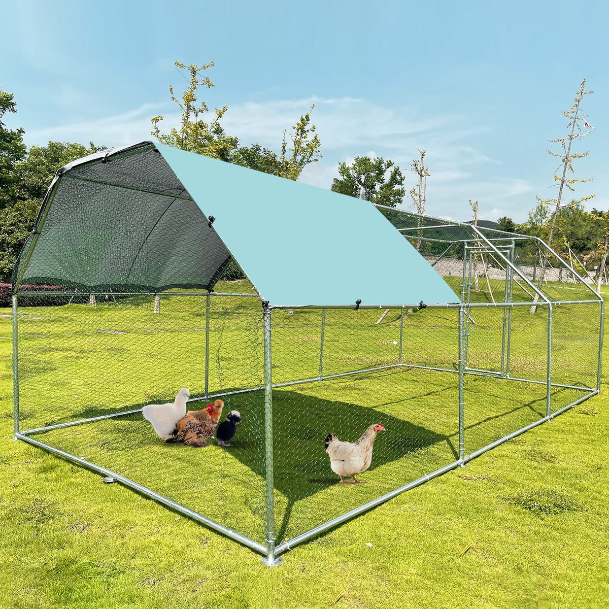 Extra Large Walk in Metal Chicken Coop 9x18ft O66507