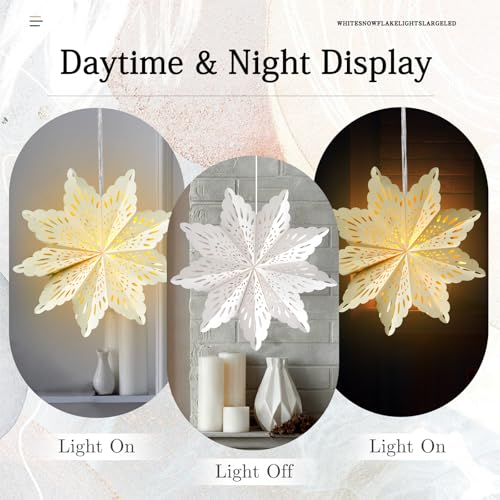 3Pcs Christmas Paper Snowflake Lanterns with Lights & Banner K245109