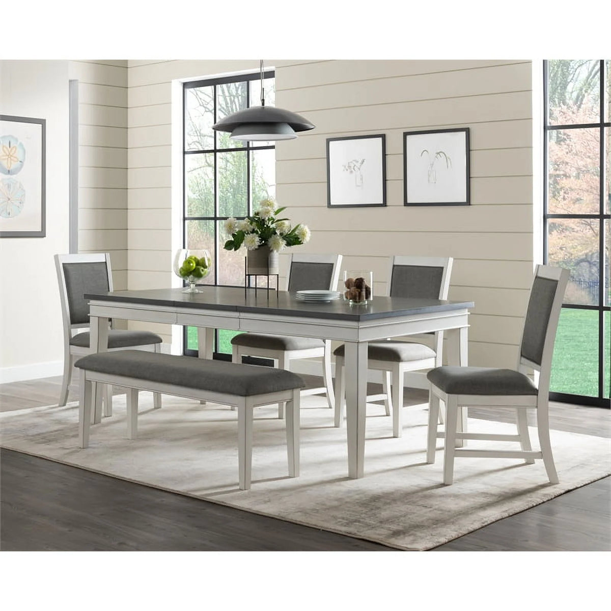 4-Piece Dining Table Bench and Chairs Set U197271