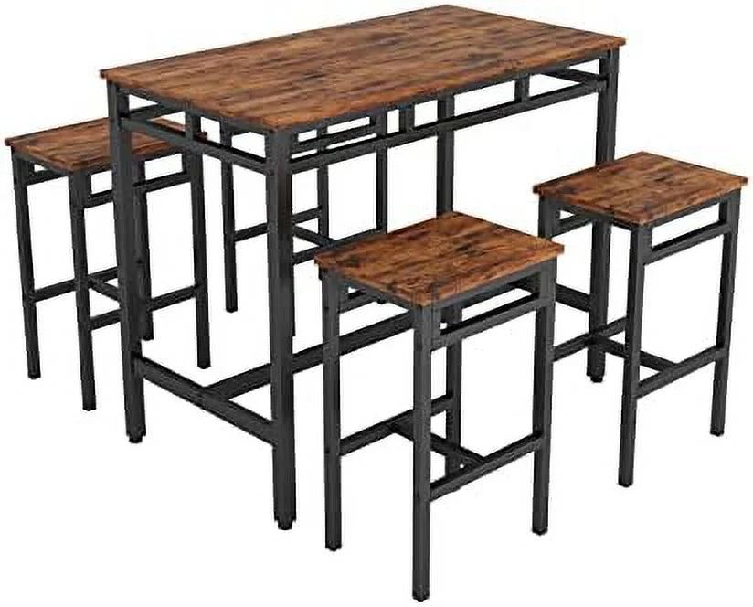 5 Piece Metal and Wood Dining Table and Chairs Set X62682