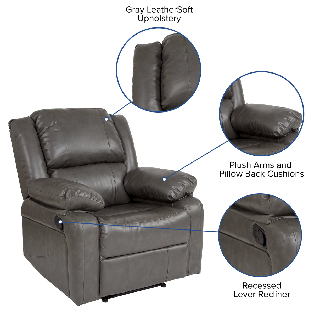 Gray LeatherSoft Recliner J22676