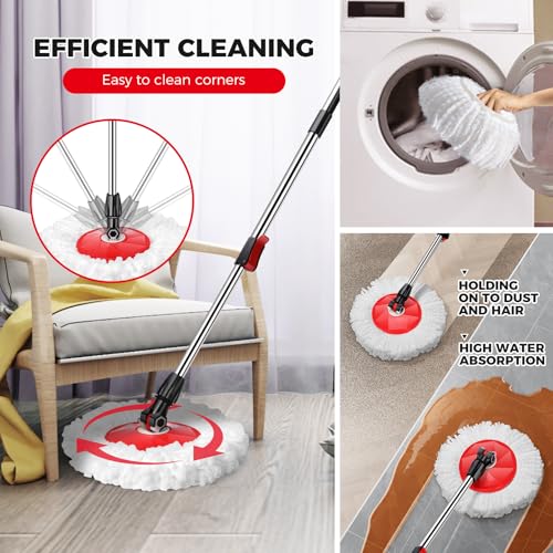 Spin Mop and Bucket with Wringer Set, 3 Mop Heads G139