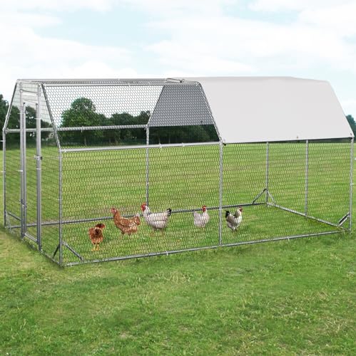 Large Metal Walk-in Chicken Coop with Waterproof Cover C408