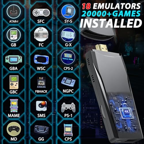 Wireless Retro Game Console Stick with 20000+ Games, 4K HDMI, 2 Controllers B53273