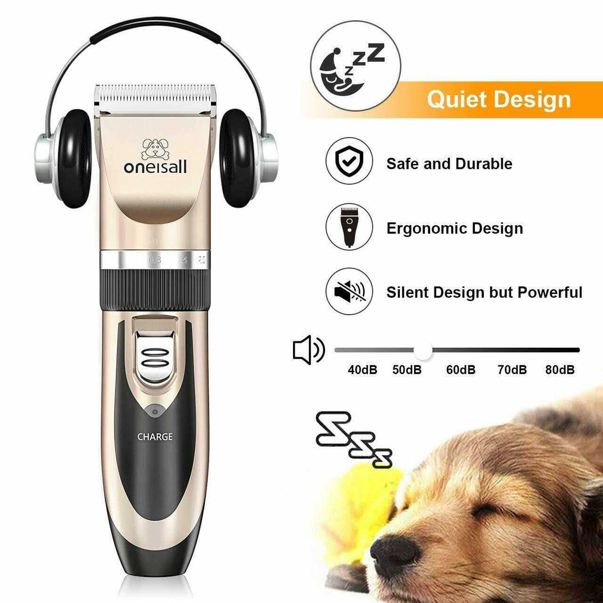 Dog Shaver Clippers Low Noise Rechargeable Cordless Electric Quiet Hair Clippers Set P828