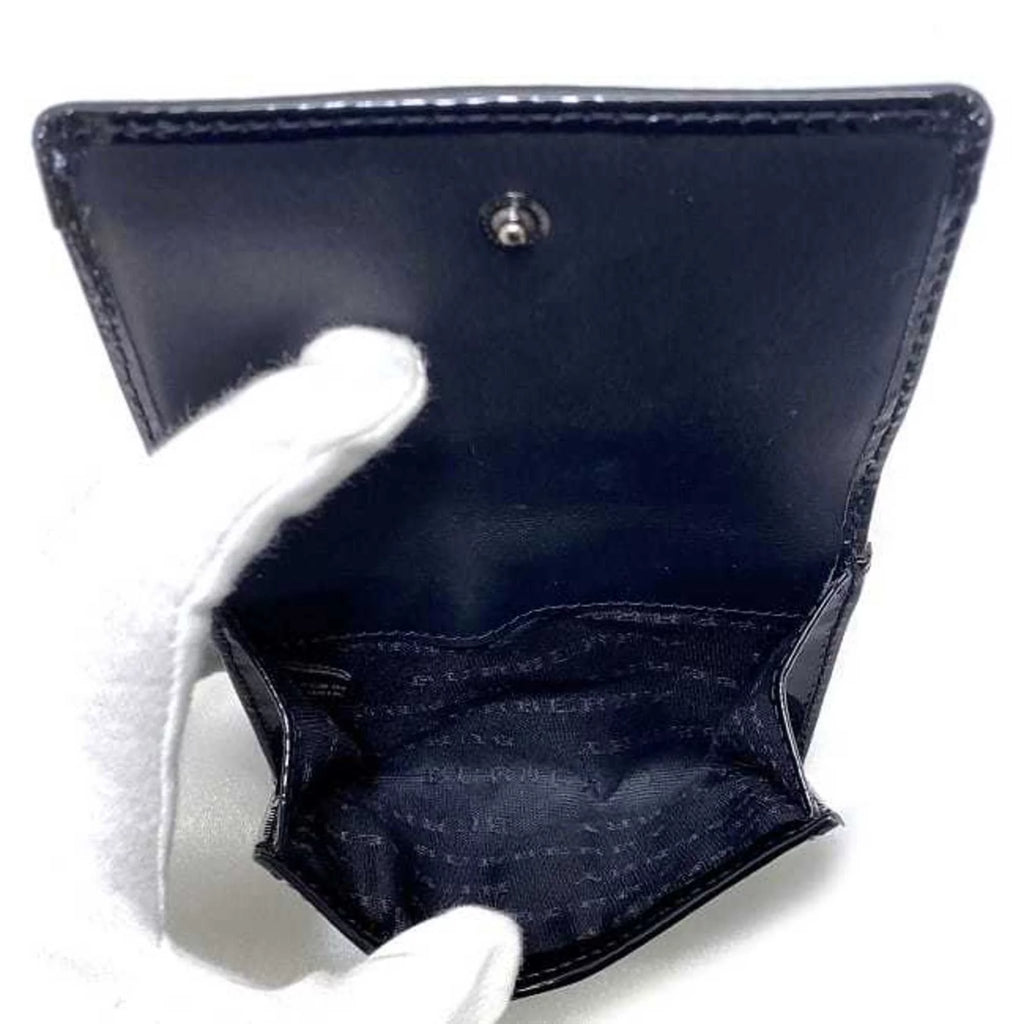Pre-Owned Beige Black Check PVC Patent Leather Wallet U349044