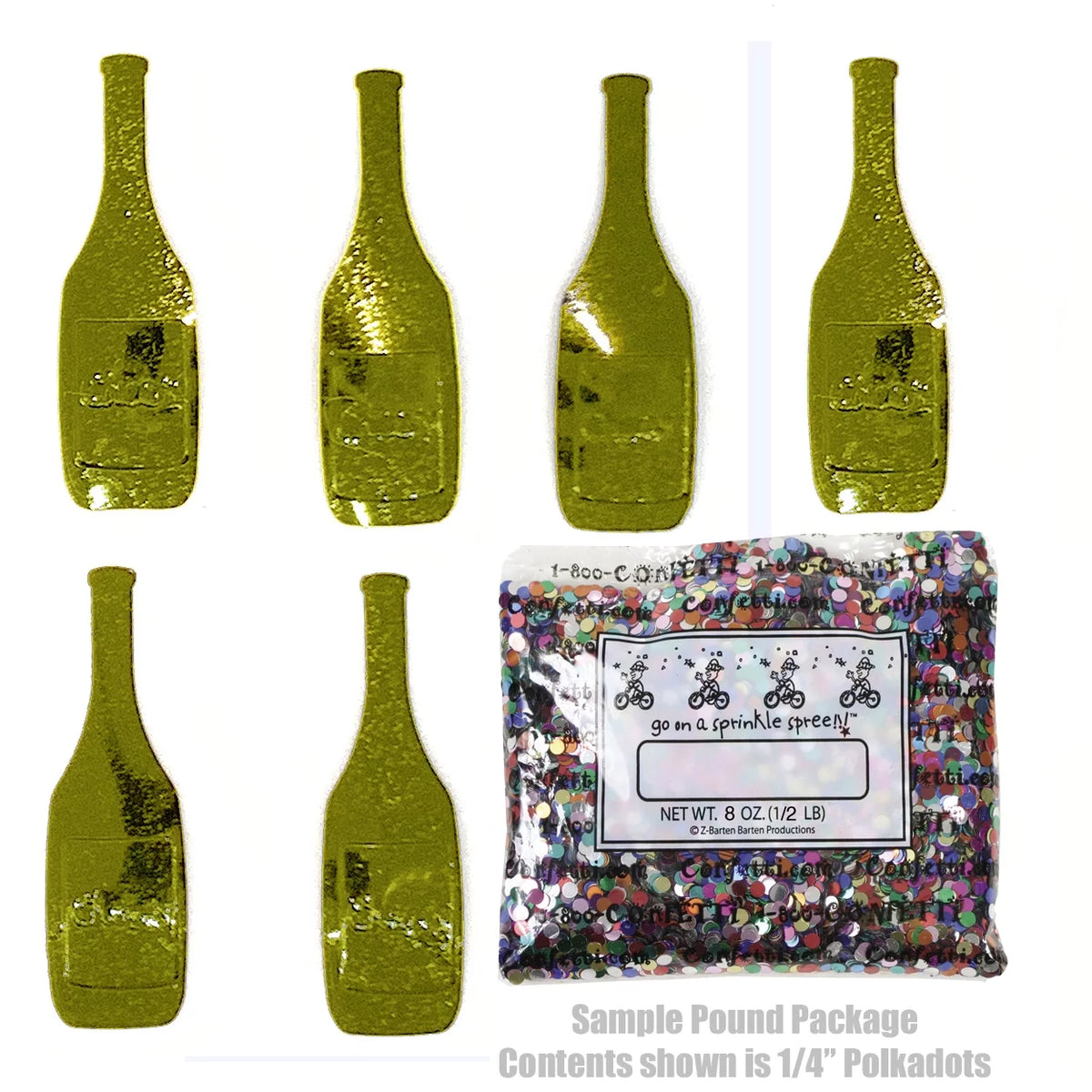 Confetti Champagne Bottle Gold 8 oz U97283