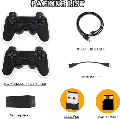 Wireless Retro Game Console Stick with 20000+ Games, 4K HDMI, 2 Controllers B53273
