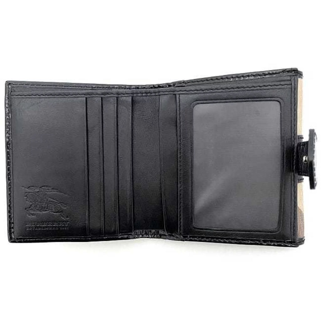 Pre-Owned Beige Black Check PVC Patent Leather Wallet U349044