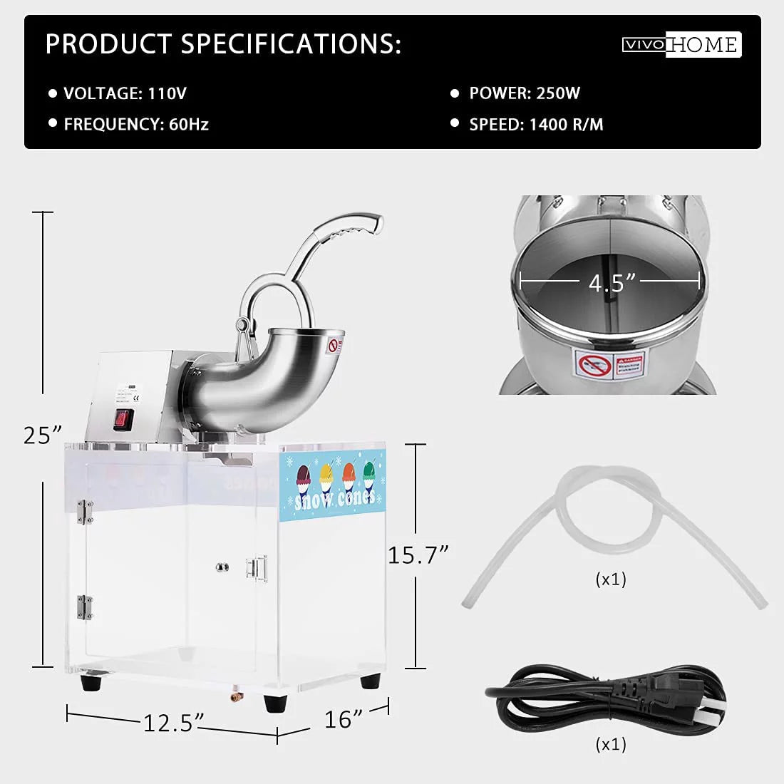 Stainless Steel Electric Ice Crusher Shaver 440lbs/hr R409753