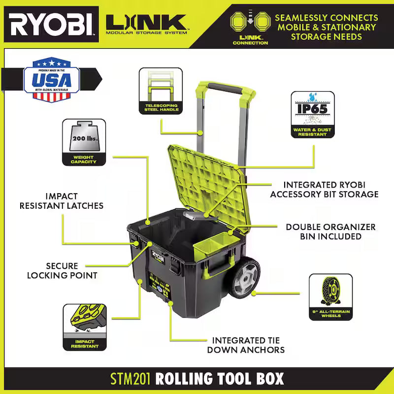 18V Cordless 4-Tool Combo Kit with Battery, Charger, and Rolling Tool Box H533