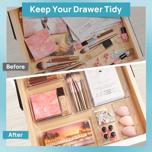 66 PCS Clear Plastic Drawer Organizer Bins P331