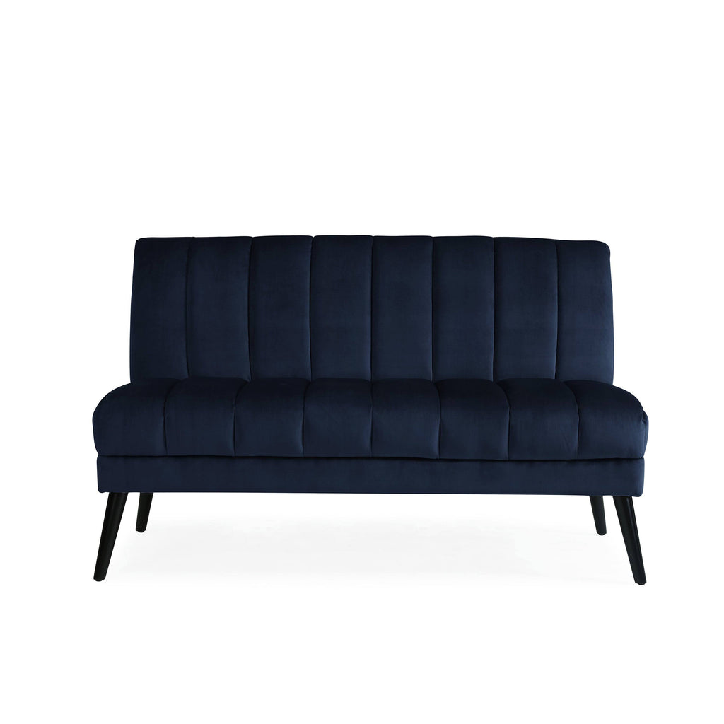 Navy Blue Velvet Armless Loveseat D29861