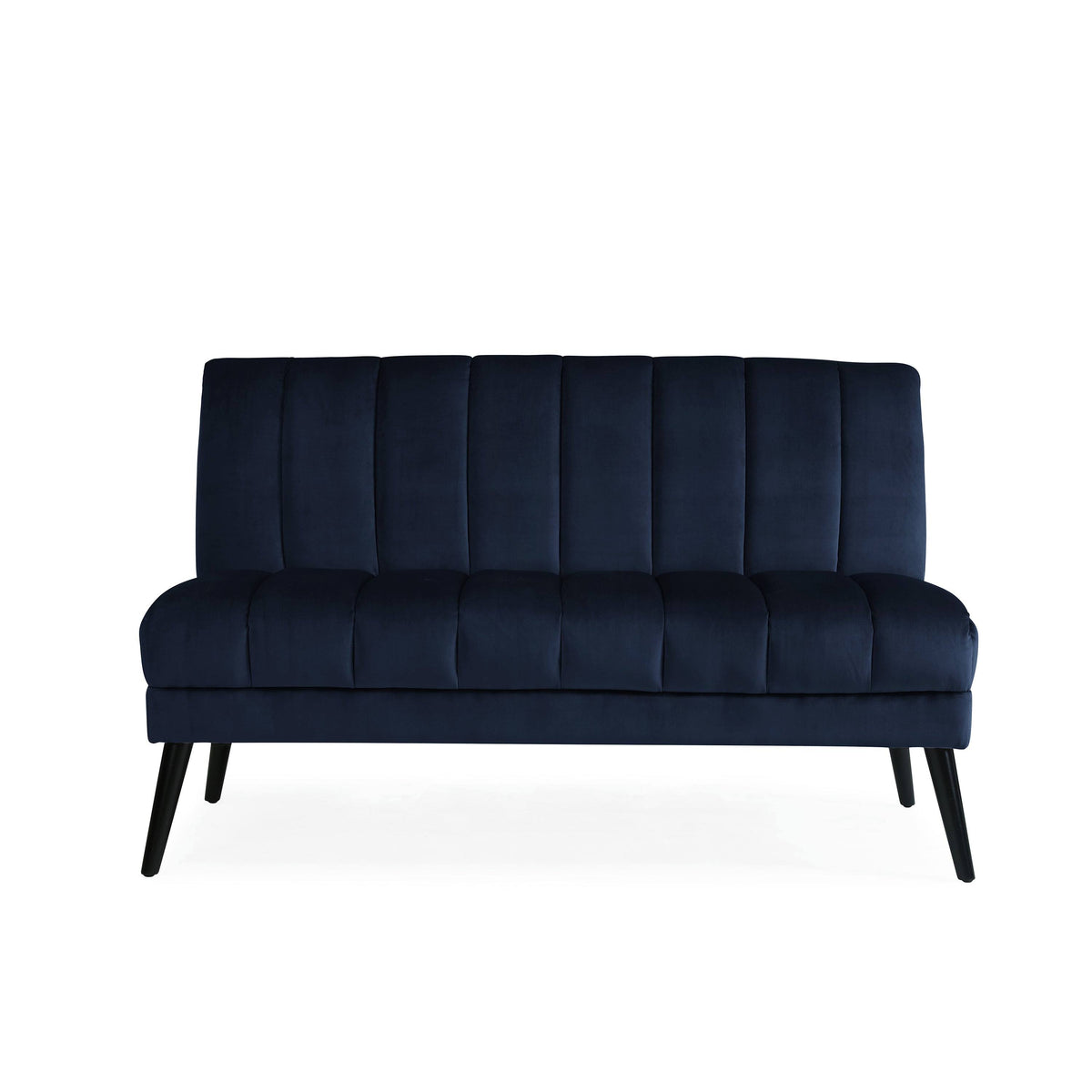Navy Blue Velvet Armless Loveseat D29861