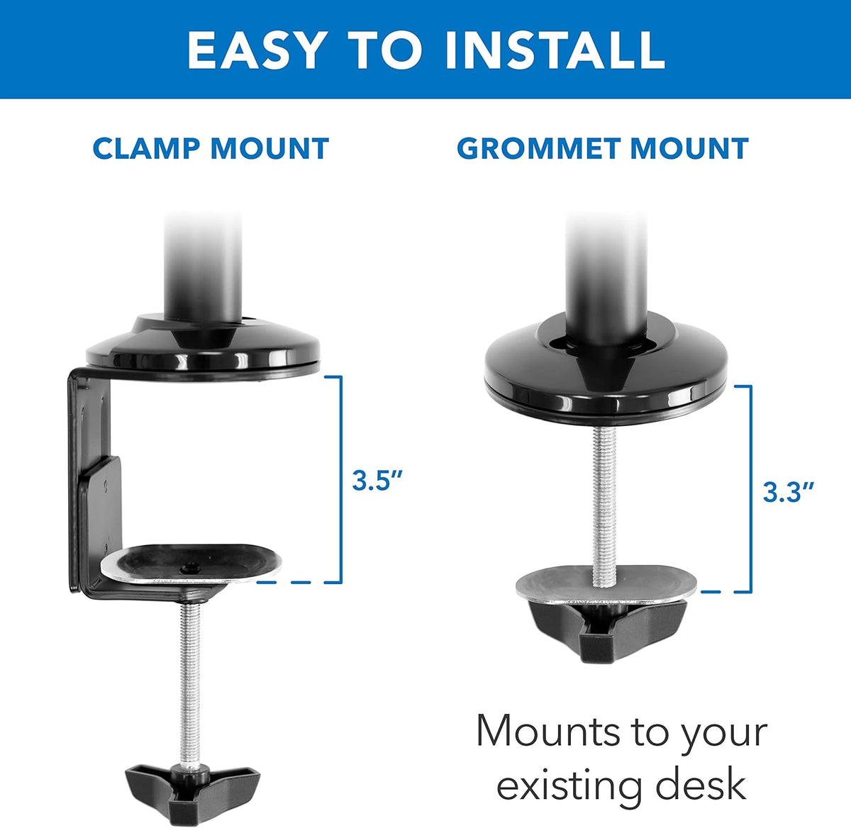 Black Height Adjustable Monitor Desk Mount with Keyboard Tray X952