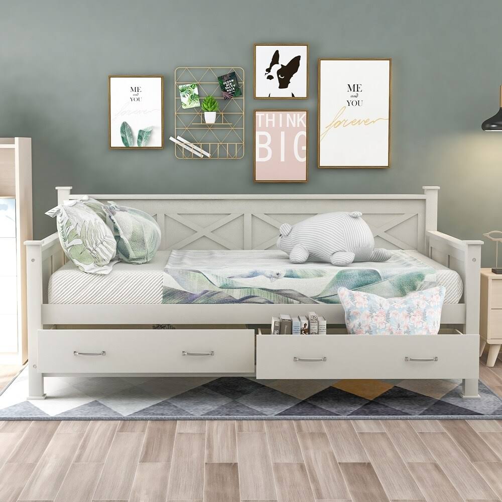 White Twin Size Daybed with 2 Drawers N28881
