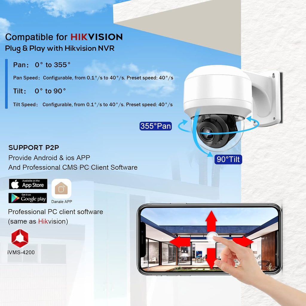 8MP PTZ PoE IP Dome Camera with Built-in Mic I148