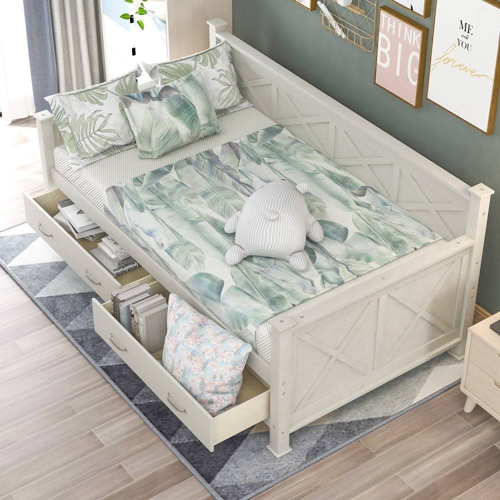 White Twin Size Daybed with 2 Drawers N28881