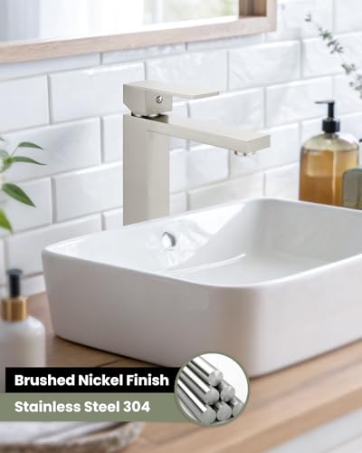 Brushed Gold Tall Single Handle Vessel Sink Faucet B637