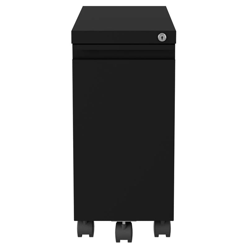 2 Piece Mobile Filing Cabinet Set with 2 Hidden Drawer in Black W4708