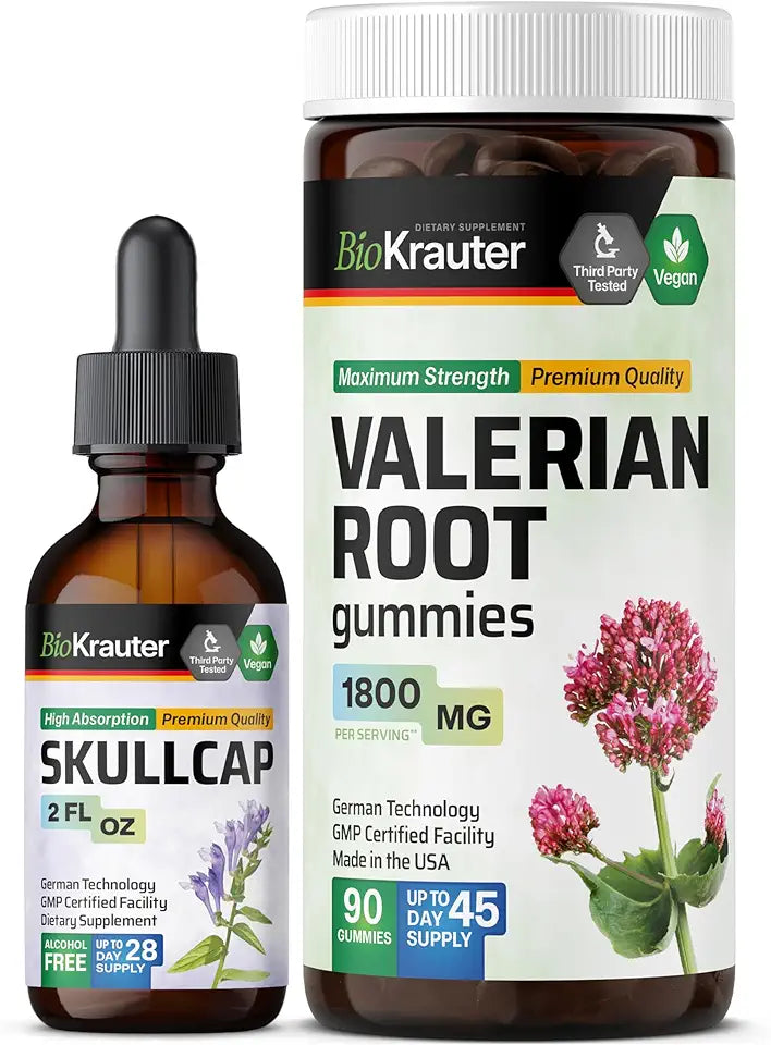 Skullcap Tincture 2 Fl. Oz. & Valerian Root 90 Gummies S78443