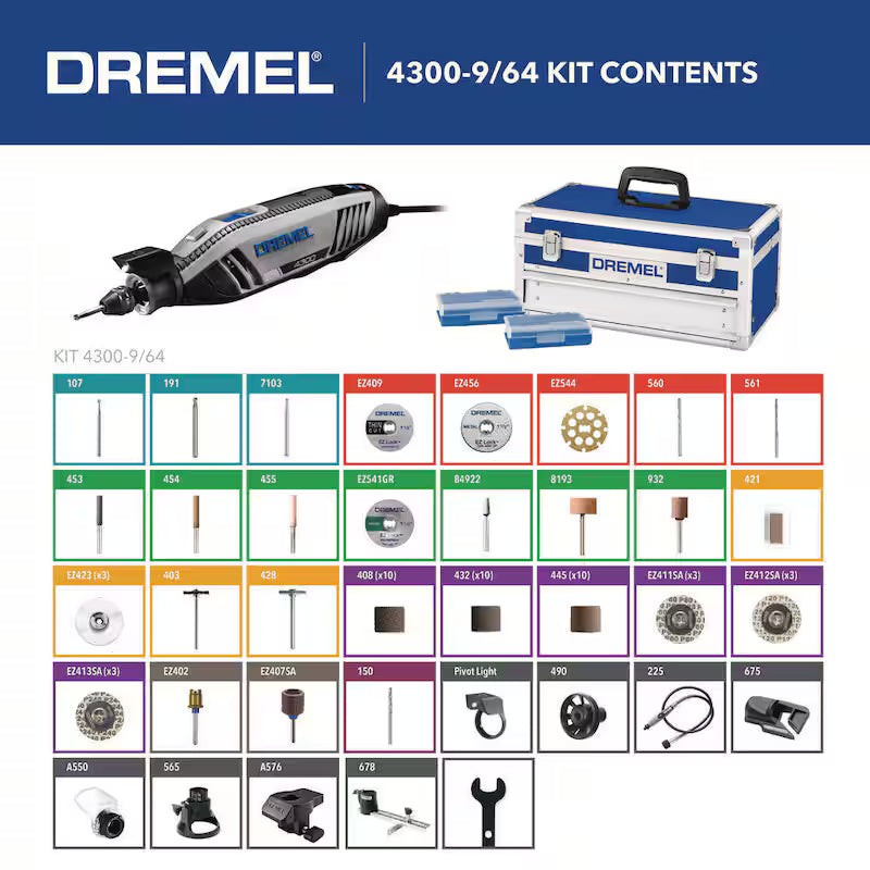 Variable Speed Corded Rotary Tool Kit with 64 Accessories Z636268