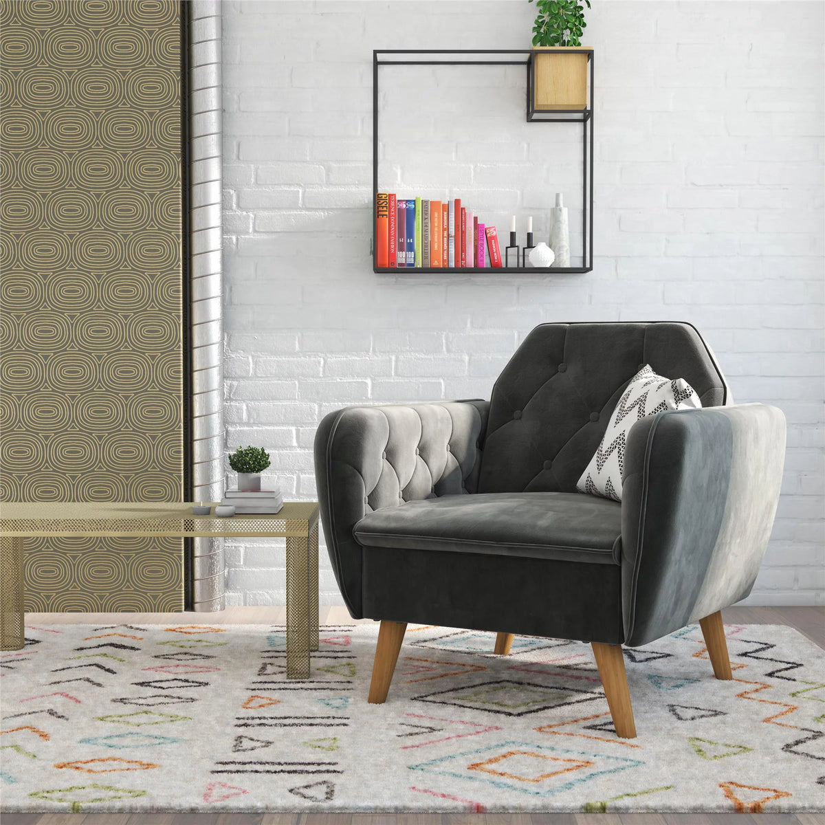 Gray Velvet Accent Chair S351